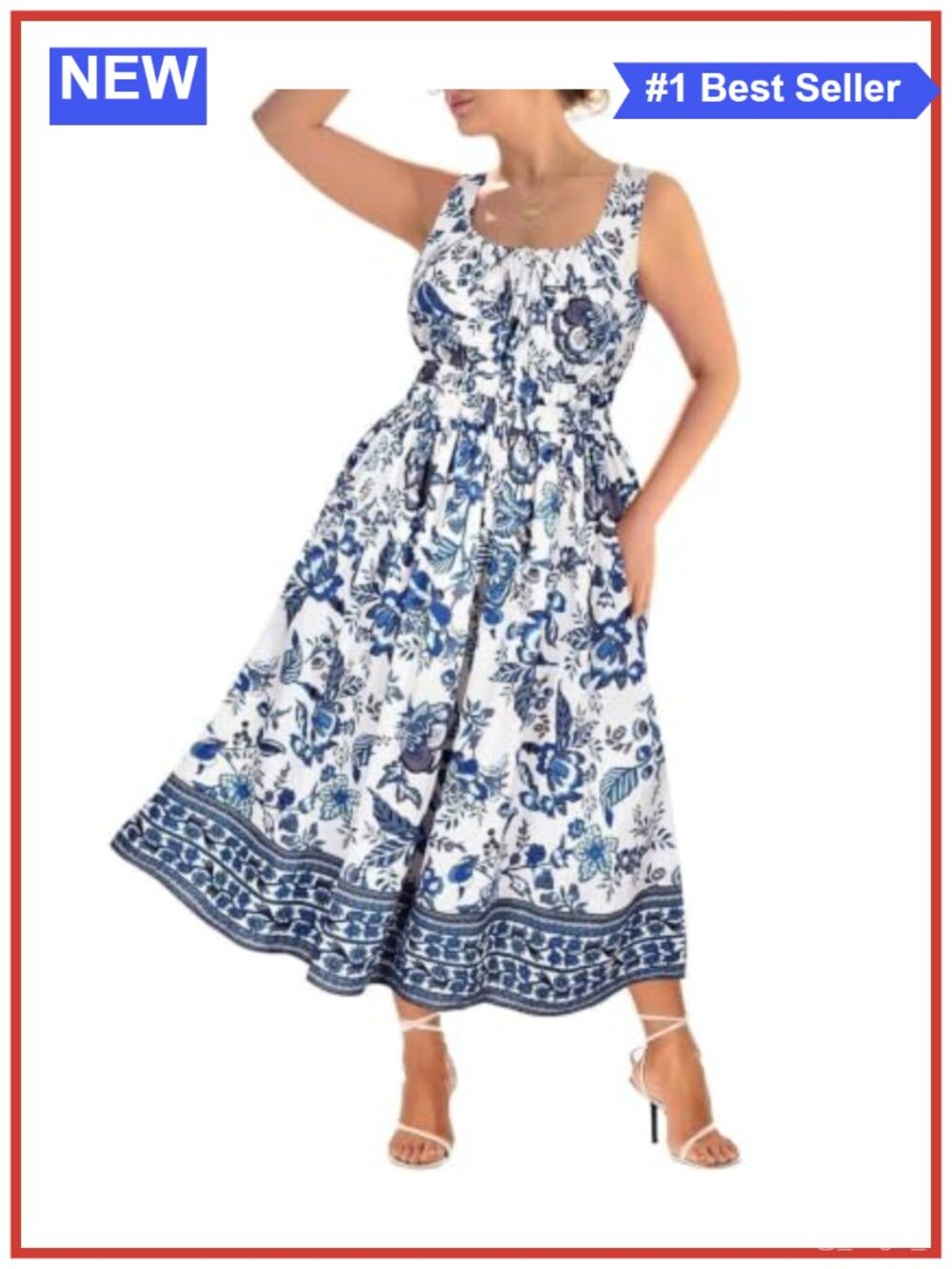 Boho Plus Size Maxi Dress Spaghetti Strap Scoop Neck Flowy Beach Sundress